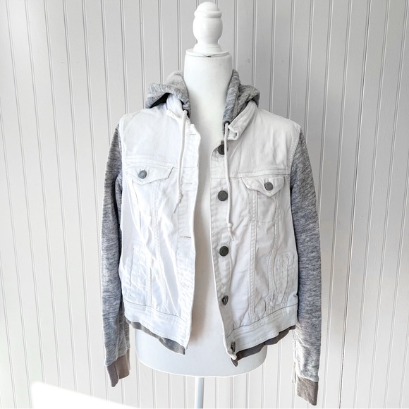 American Eagle Outfitters Jackets & Blazers - American Eagle White Denim Hoodie